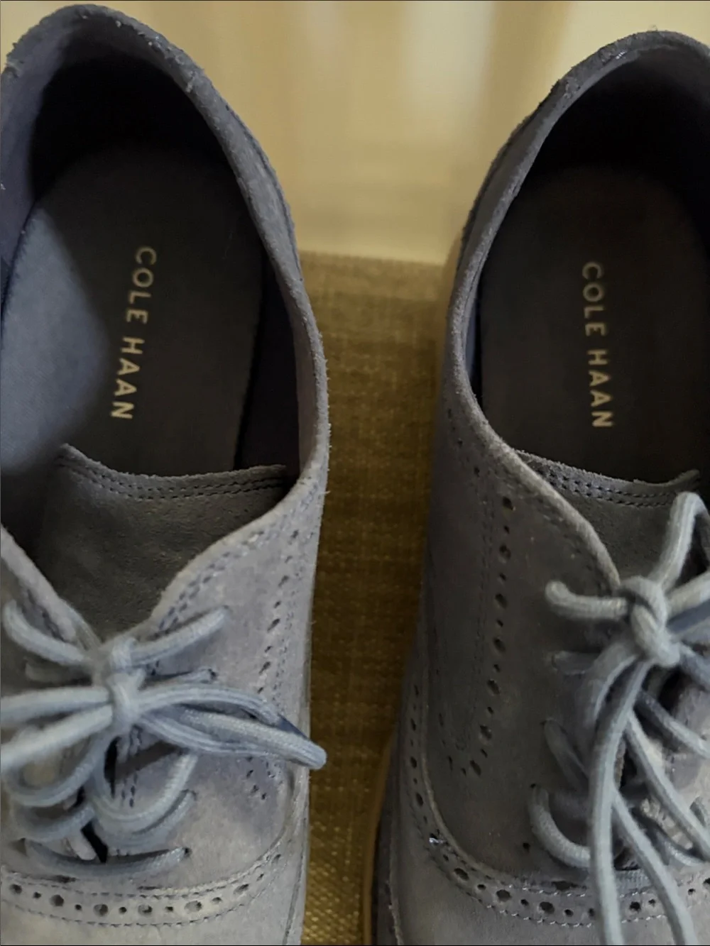 Cole Haan Men's Slate Blue Suede Wingtip Oxfords